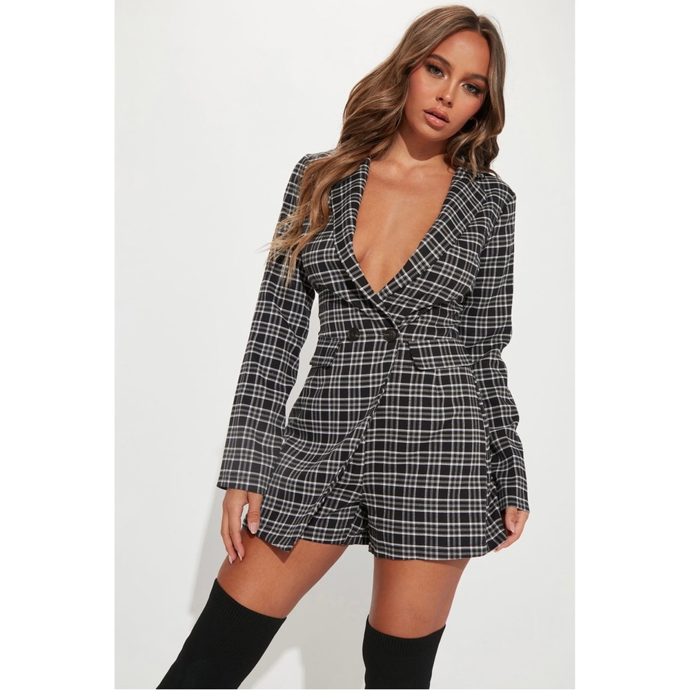 Fashion Nova Plaid Romper